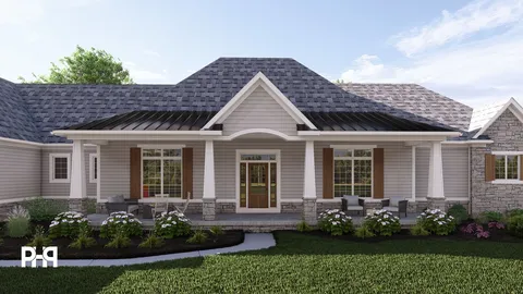 The Cottonwood house plan, exterior view 3